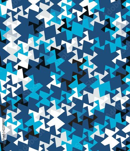 Abstract seamless pattern of corners and triangles. Optical illusion of movement. Bright youth pattern.