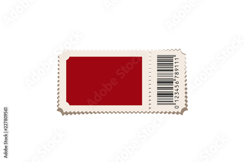 Red ticket template isolated on white background. Vector design element.