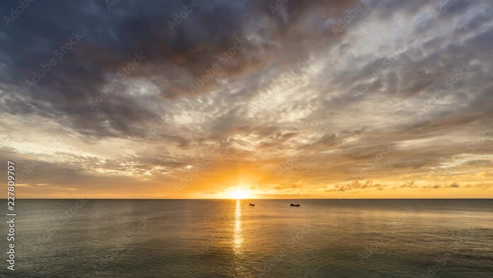 Beautiful sunset above ocean horizon. Timelapse Beautiful sunset above ocean horizon. Timelapse