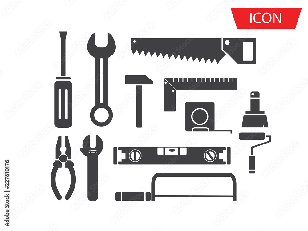 Tools icon set vector isolated on white background. Tools icon set vector isolated on white background.