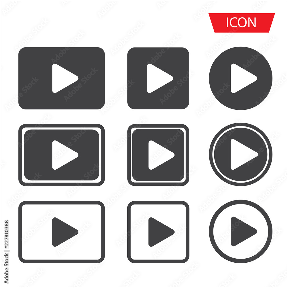 play icon set vector symbol isolated on white background. play icon set vector symbol isolated on white background.