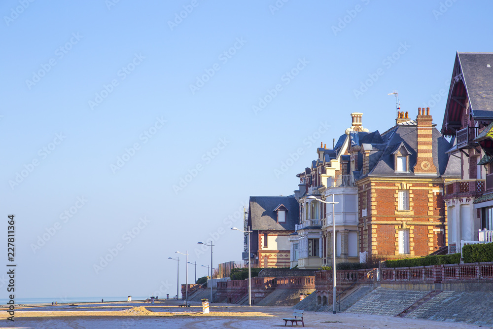 The beach of Houlgate and its typical buildings, Normandy, France The beach of Houlgate and its typical buildings, Normandy, France
