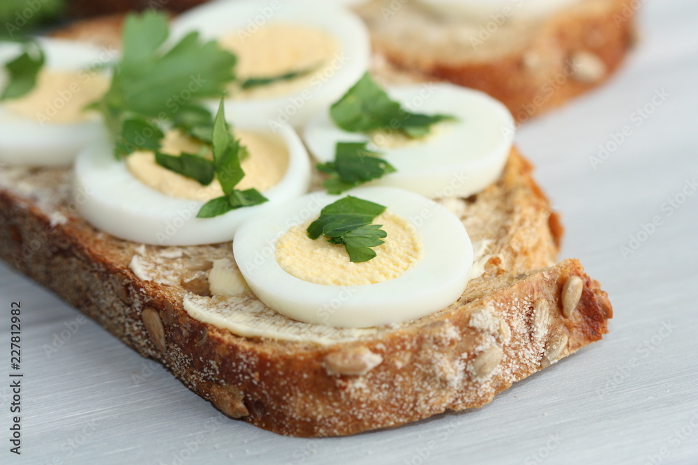 Sandwich with boiled egg and parsley. Sandwich with boiled egg and parsley.