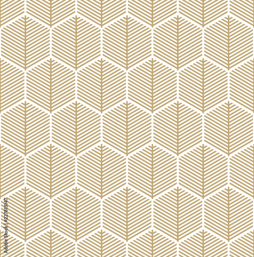 Abstract geometric pattern with lines - Gold and white design - Seamless vector background