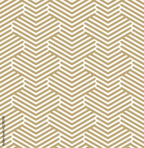 Abstract geometric pattern with lines - Gold and white design - Seamless vector background © Vilmos