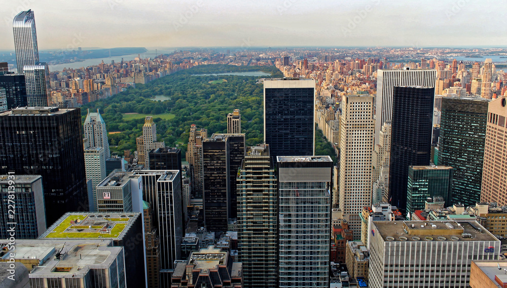 Fototapeta premium New York City, USA, Central Park viewed from Top of the rock, Rockefeller Center, August 6, 2014