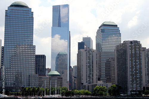 Manhattan Skyline with Empire State Building over Hudson River  New York City  USA  August 8  2017