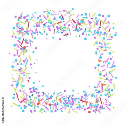Colorful square shape. Multicolored confetti in rectangle shape on white. Colored pattern for design. Holiday background with glitters. Print for flyers, posters, banners and textiles. Greeting cards
