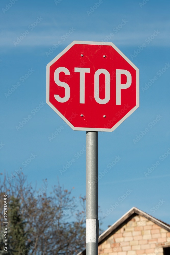 Stop sign closeup