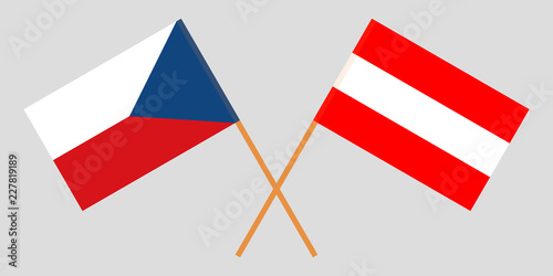Flags of Austria and Czech. Official colors. Correct proportion. Vector