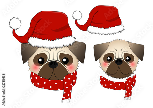 Pug Santa Claus Dog with Re...