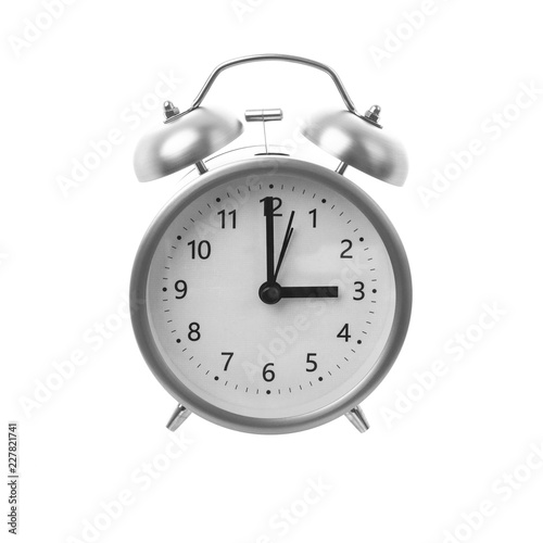 Silver Alarm Clock on a white background