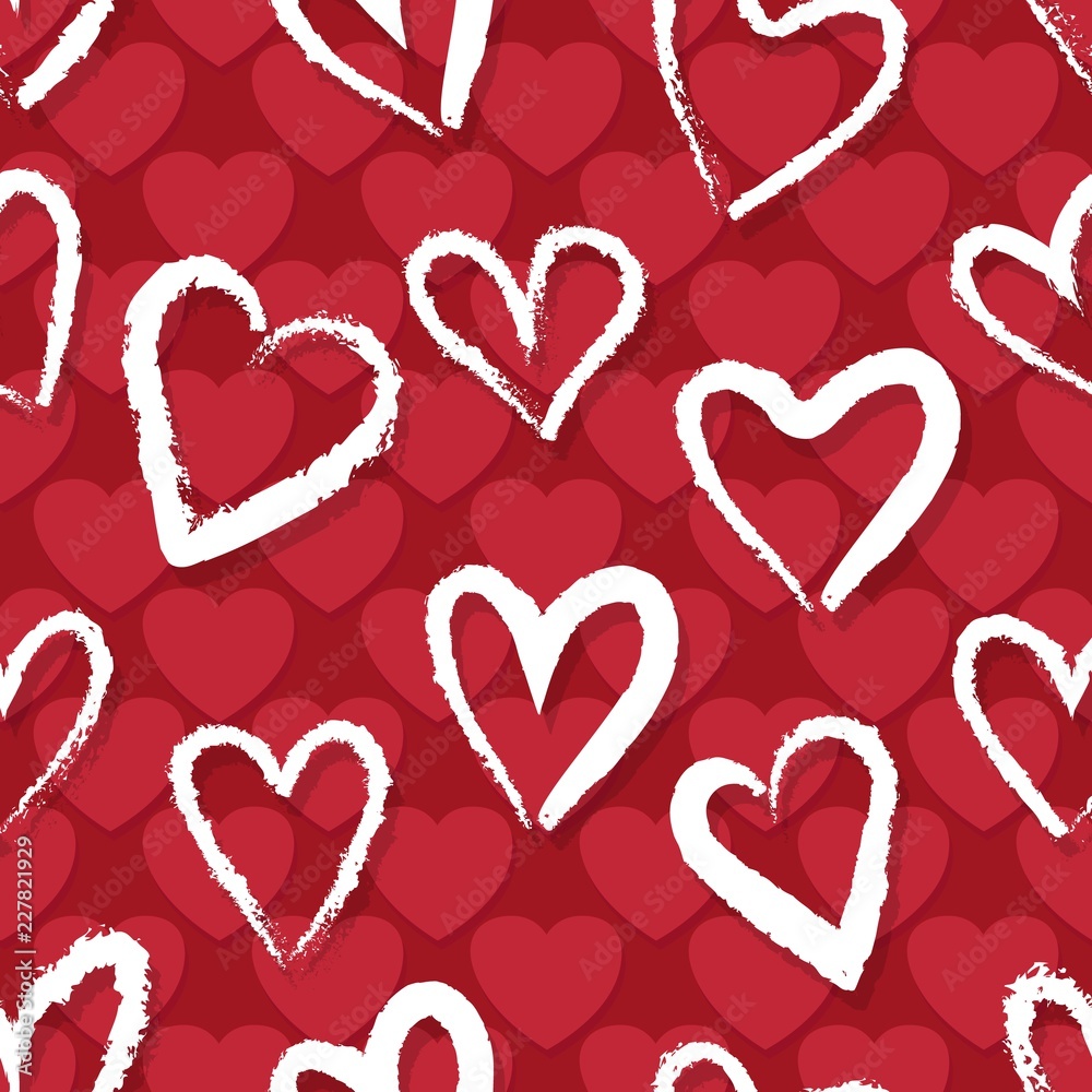 Red hearts pattern. Heart vector print, love seamless wallpaper, hearted texture Red hearts pattern. Heart vector print, love seamless wallpaper, hearted texture