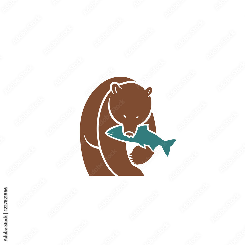 Obraz premium Niedźwiedź ze złowioną rybą