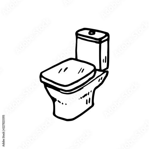 Hand drawn toilet doodle. Sketch style icon. Decoration element. Isolated on white background. Flat design. Vector illustration