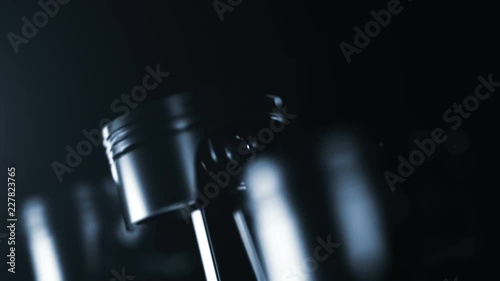 Motor with working pistons and crankshafts. Concept of automobile engine.