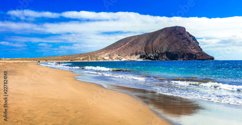 Best beaches of Tenerife island - La Tejita beach (el Medano).popular for wind surfing photo