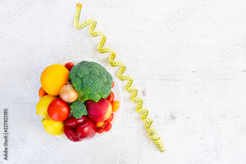 healthy diet concept, raw vagetables on white table photo