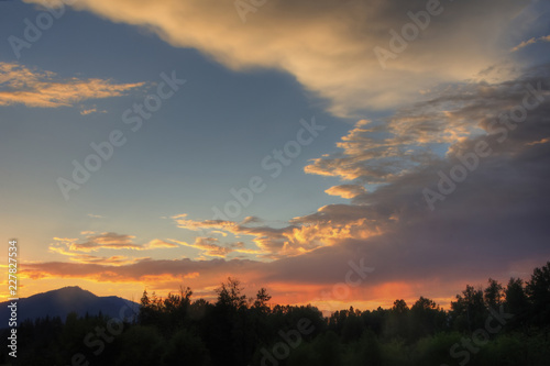 Dramatic Sunset over the Cascades