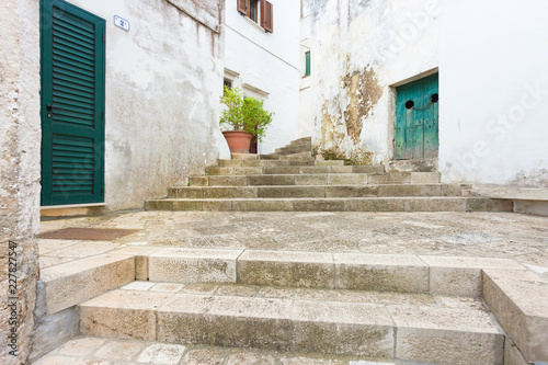 Specchia, Apulia - Walking up a historic stairway in the old town of Specchia