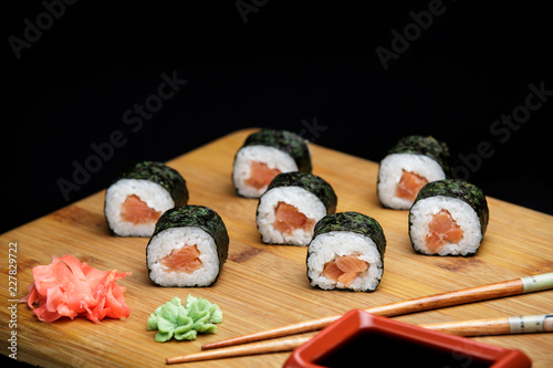 Classic sushi roll with salmon.