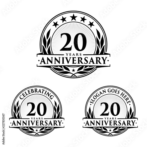 20 Years Anniversary Set. 20th Celebration Logo Collection. Vector and illustration.