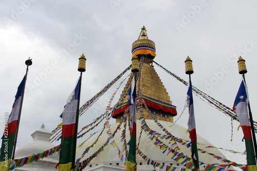 The colorful prayer flags of Boudhanath Stupa in Kathmandu