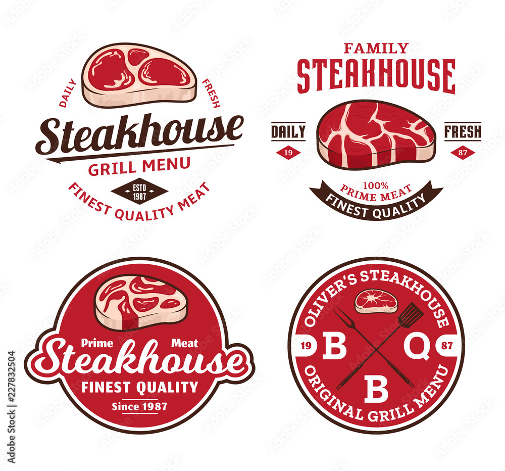 Steakhouse or meat store logo and labels