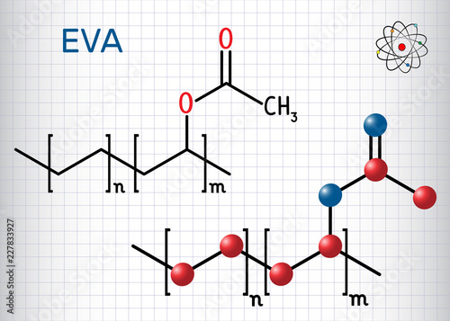 Ethylene-vinyl acetate (EVA). It is is the copolymer of ethylene and vinyl acetate. Sheet of paper in a cage