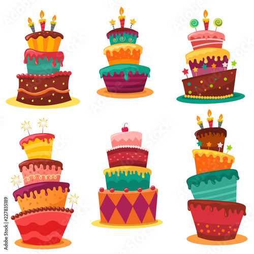 Collection Of Colourful Birthday Cakes