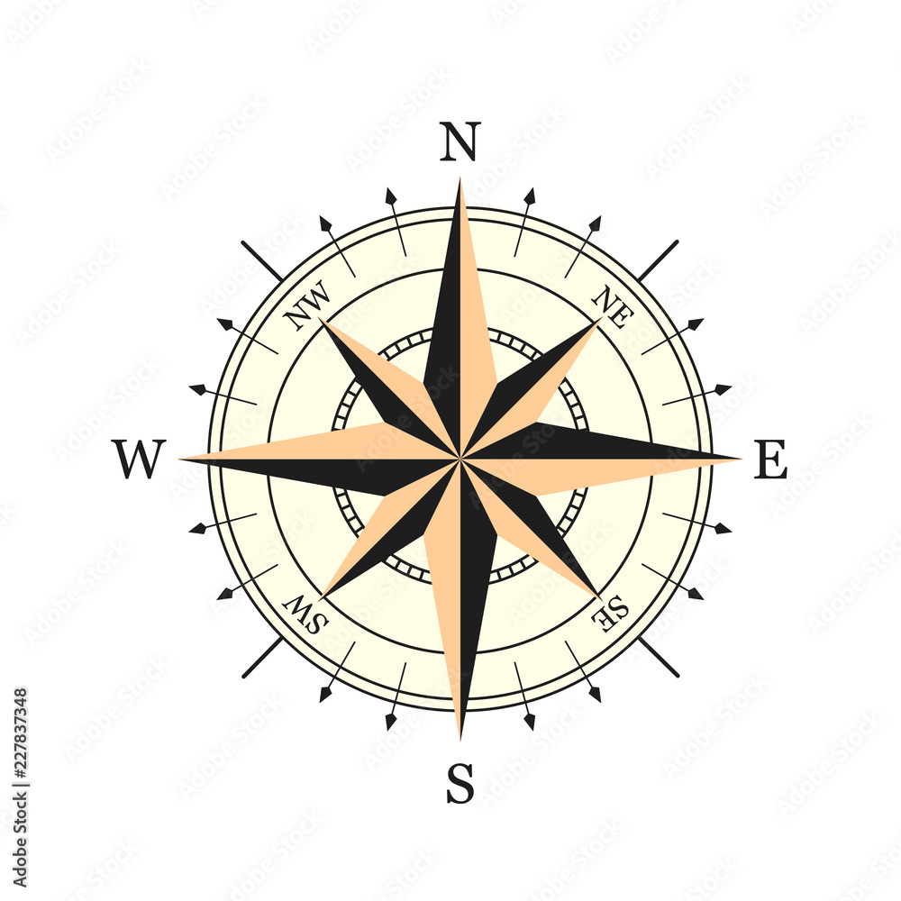 Compass wind rose hand drawn vector design element Compass wind rose hand drawn vector design element
