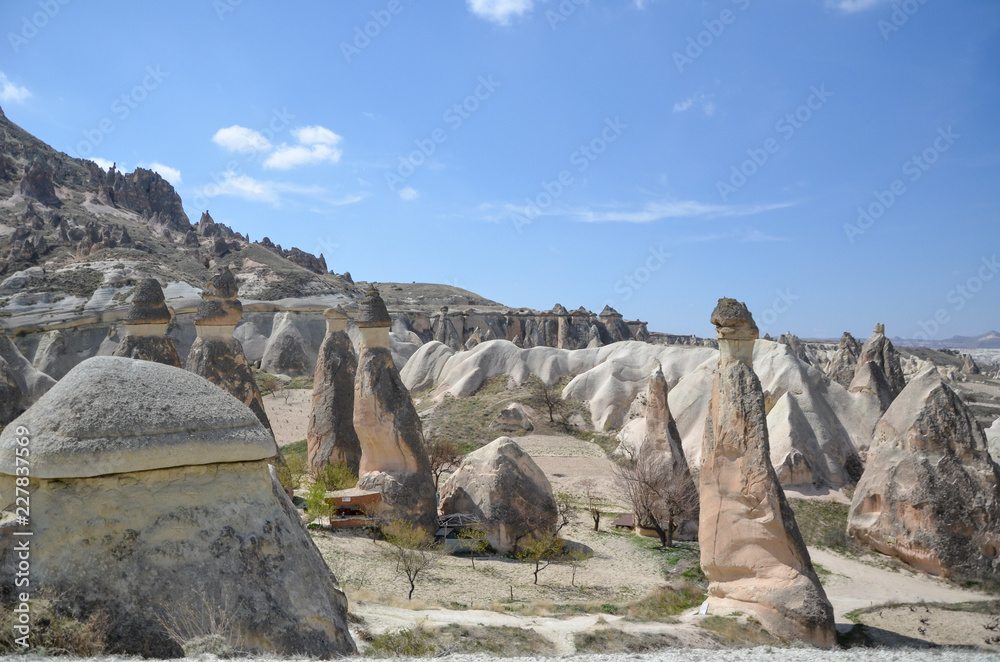 Cappadocia fairy chimneys in the canyon near Cavusin village, nevsehir turkey Cappadocia fairy chimneys in the canyon near Cavusin village, nevsehir turkey