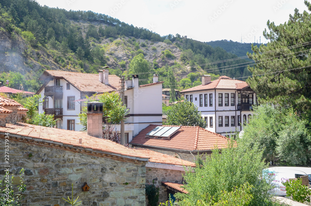 Historical old white wooden houses of Mudurnu in Turkey. Historical old white wooden houses of Mudurnu in Turkey.