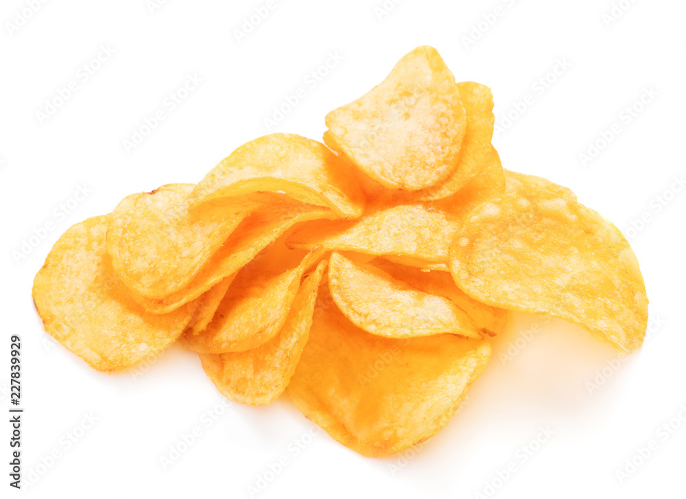 heap of potato chips isolated on whtie background heap of potato chips isolated on whtie background