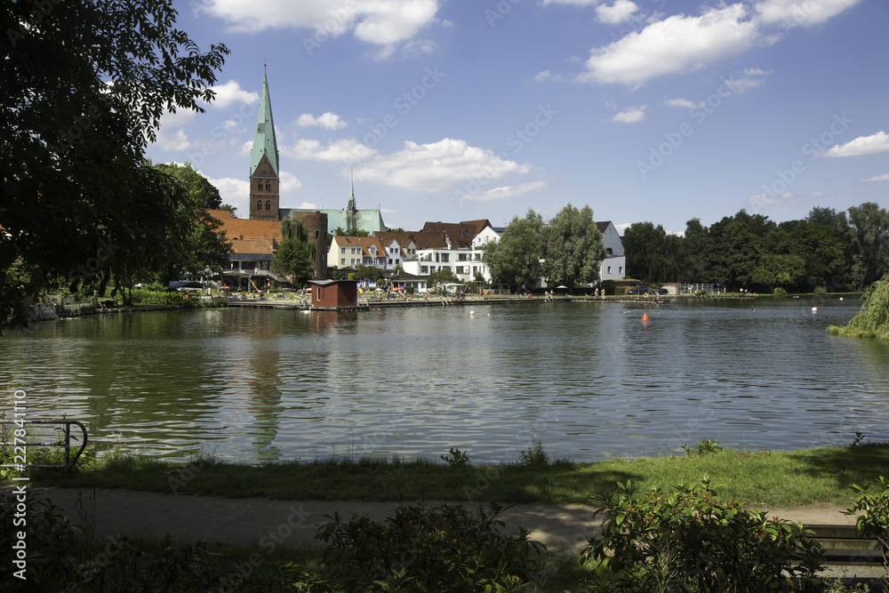 Mill pond (Muhlenteich) in Lubeck , Germany