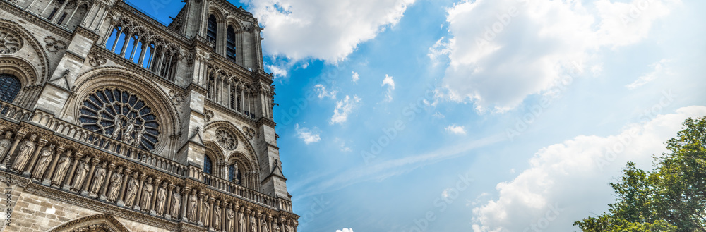 Fototapeta premium World famous Notre Dame cathedral under a cloudy sky
