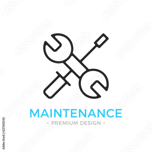 Maintenance icon. Wrench and screwdriver. Vector thin line icon