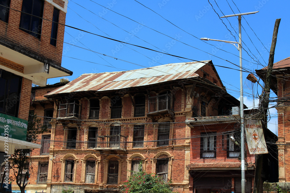 The interesting architecture of a house: doors, walls, and windows around Dhulikhel old town