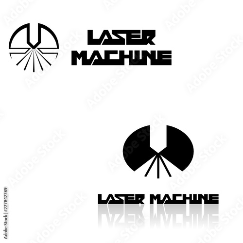 

Iliumustration consisting of two CNC machine images in the form of a symbol or logo. Laser cutting, engraving.