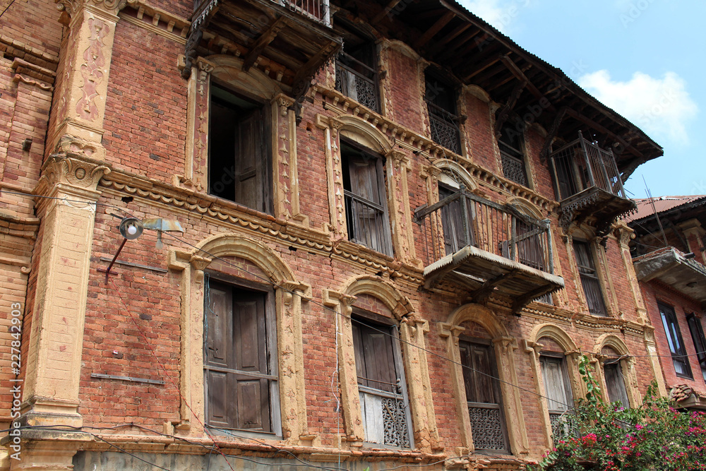 The interesting architecture of a house: doors, walls, and windows around Dhulikhel old town