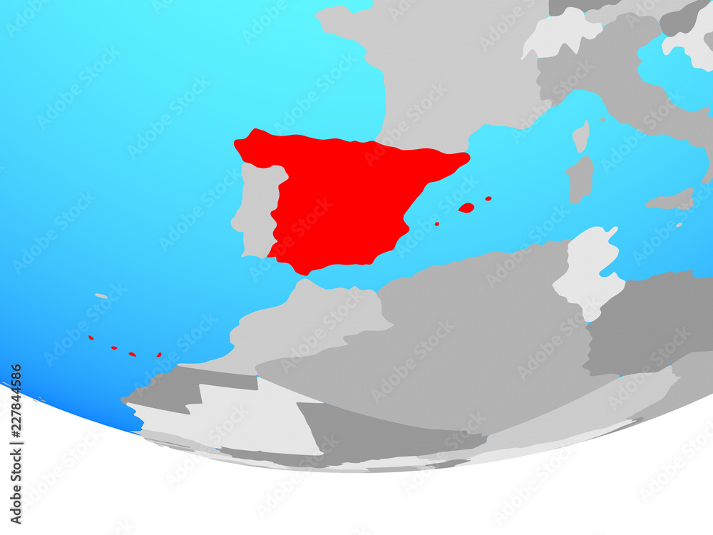 Fototapeta premium Spain on simple political globe.