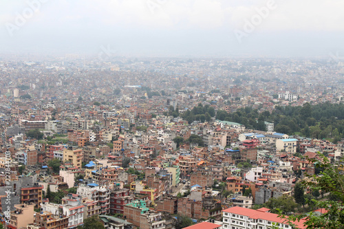 Fototapeta Naklejka Na Ścianę i Meble -  Kathmandu city, seen from the Swayambhunath Stupa on the hill