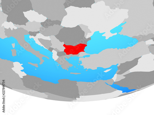 Bulgaria on simple political globe.