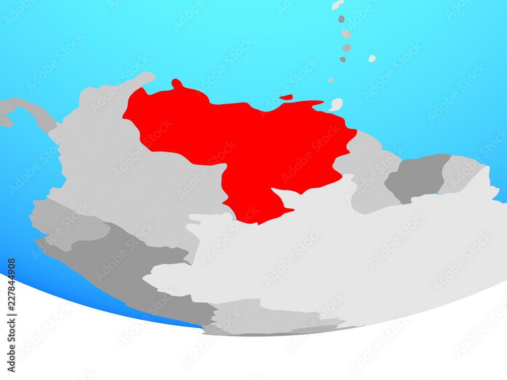 Fototapeta premium Venezuela on simple political globe.