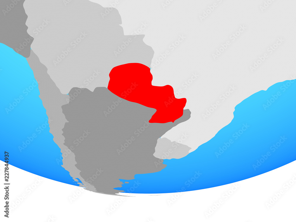 Fototapeta premium Paraguay on simple political globe.