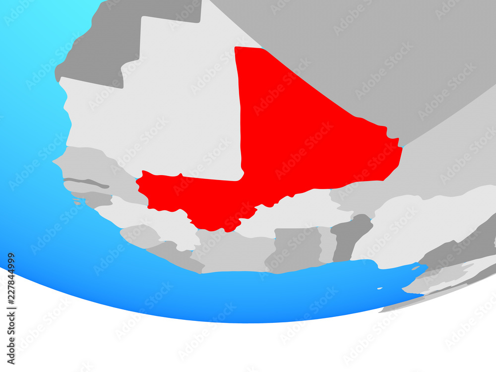 Fototapeta premium Mali on simple political globe.