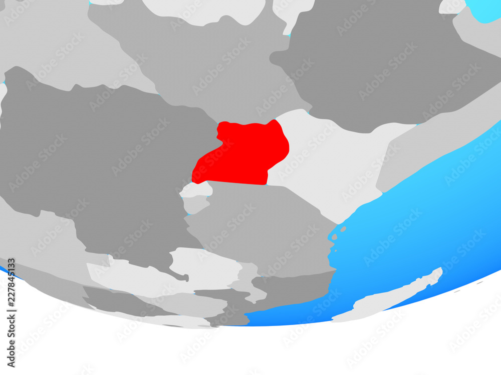 Fototapeta premium Uganda on simple political globe.