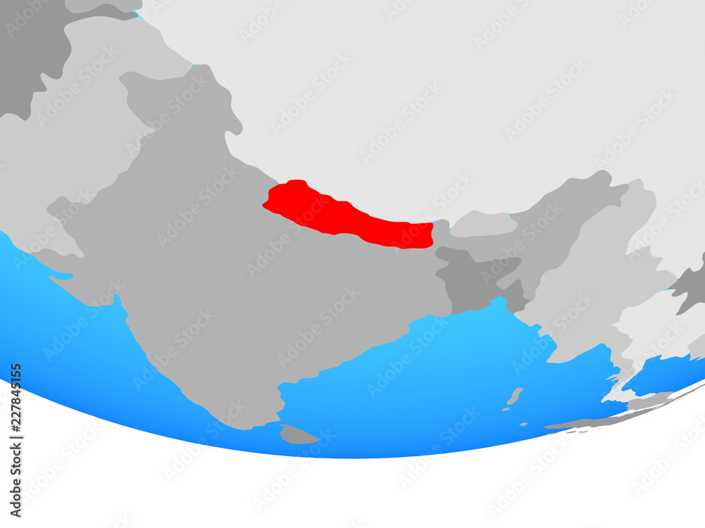 Fototapeta premium Nepal on simple political globe.
