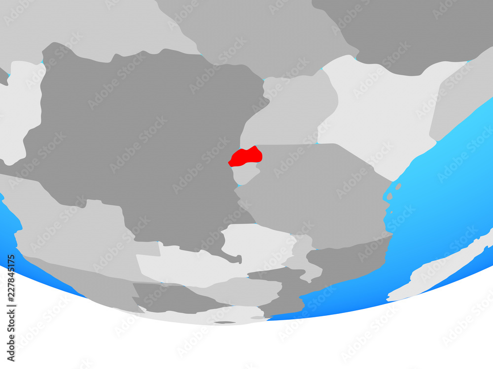 Fototapeta premium Rwanda on simple political globe.