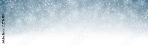Grey blurred winter banner with snow. © Vjom